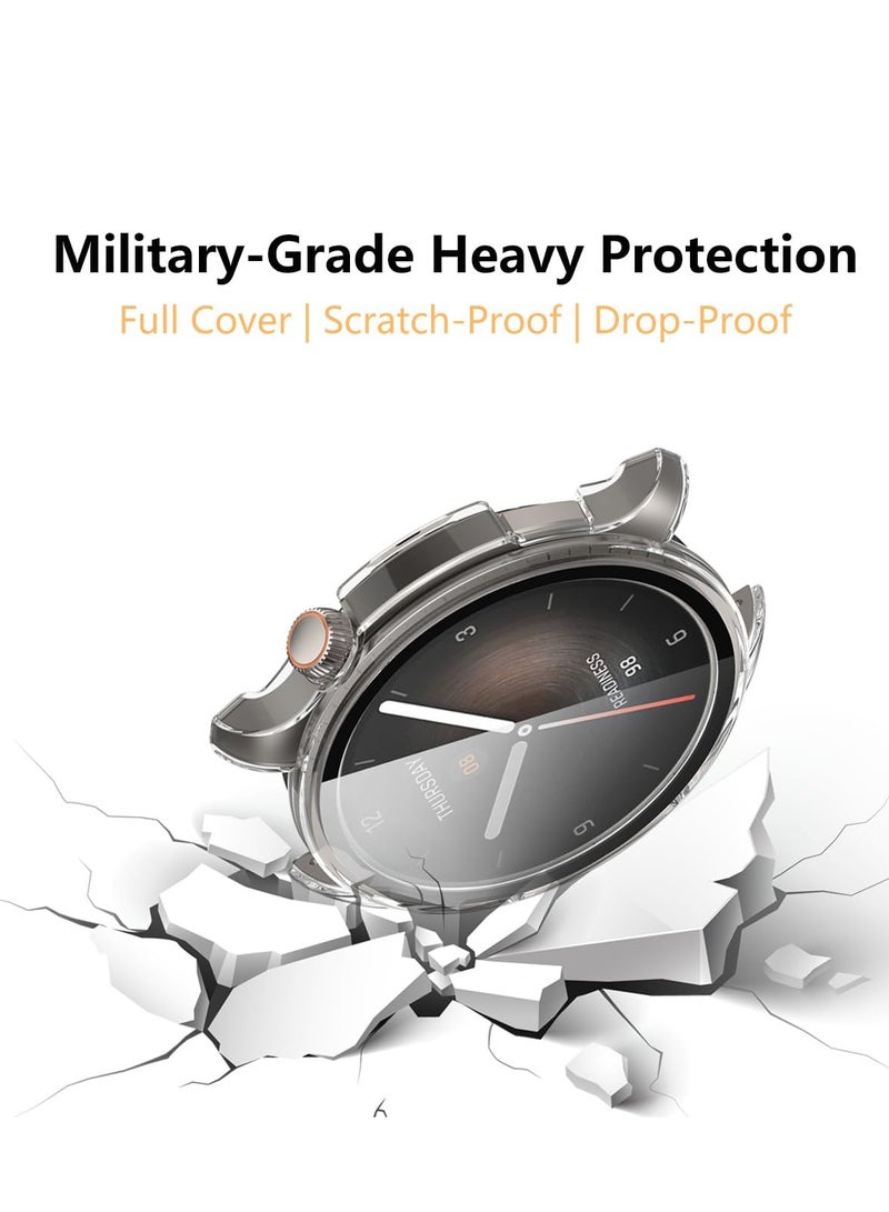 1pcs Case for Amazfit Balance Crystal Clear Hard PC Case with Tempered Glass Screen Protect Film Full Cover Shell Shockproof Scratch-Proof Screen Protector Cases - Image 5