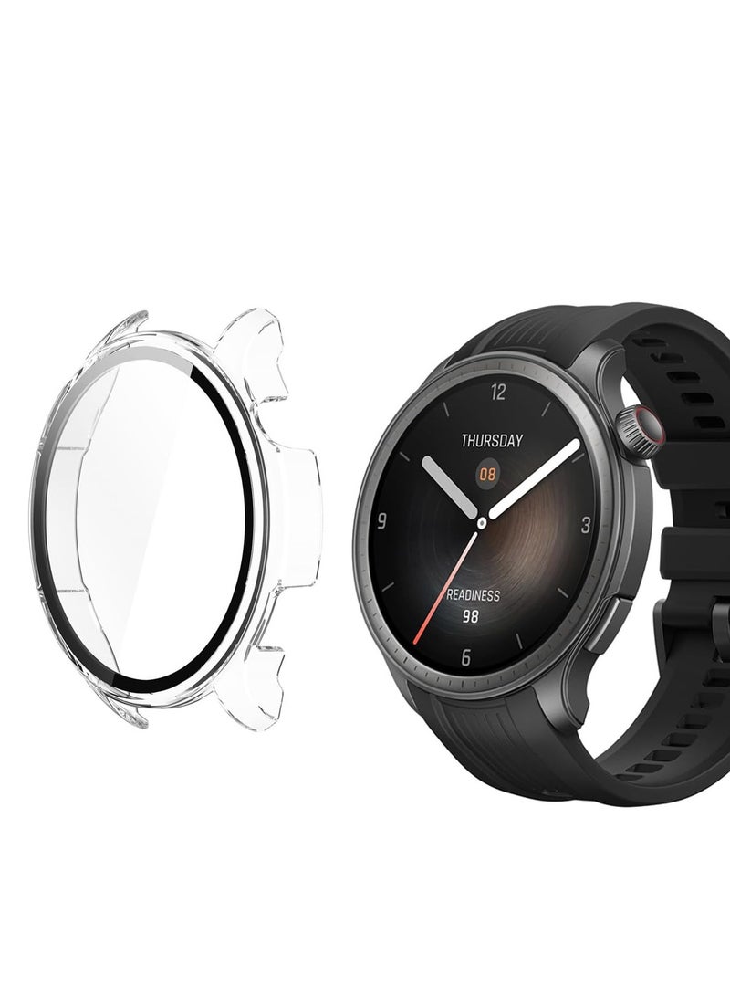 1pcs Case for Amazfit Balance Crystal Clear Hard PC Case with Tempered Glass Screen Protect Film Full Cover Shell Shockproof Scratch-Proof Screen Protector Cases - Image 1