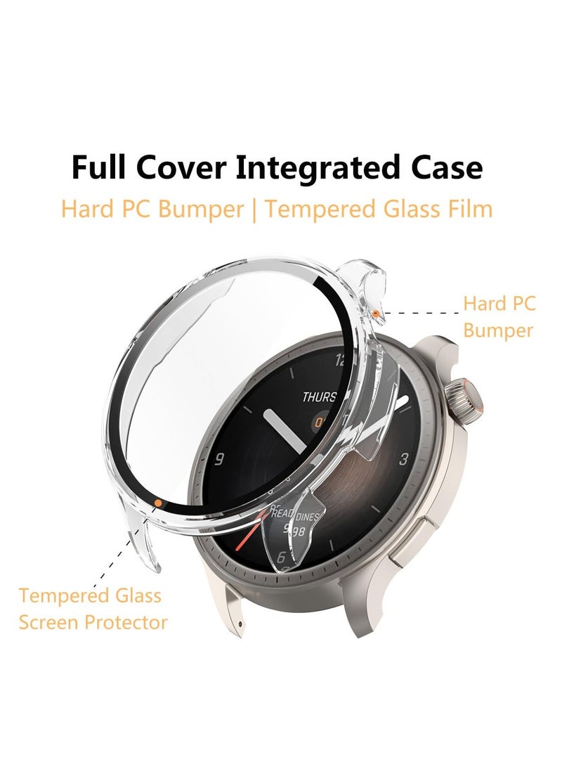 1pcs Case for Amazfit Balance Crystal Clear Hard PC Case with Tempered Glass Screen Protect Film Full Cover Shell Shockproof Scratch-Proof Screen Protector Cases - Image 4