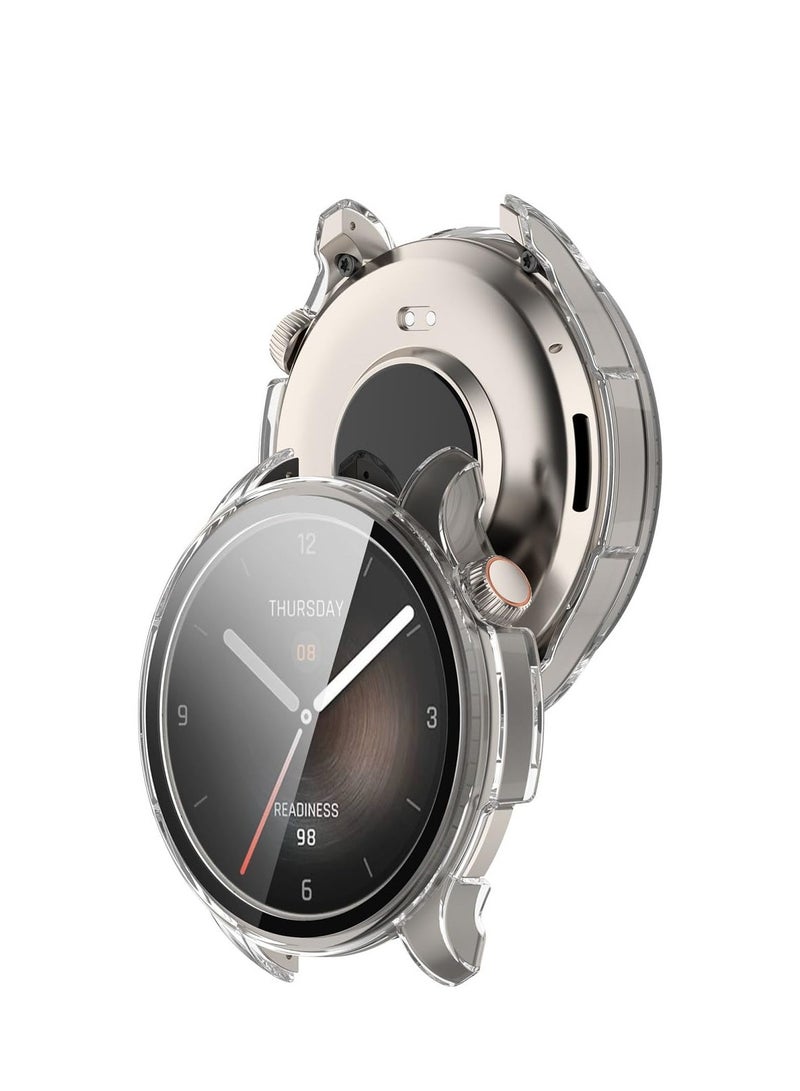 1pcs Case for Amazfit Balance Crystal Clear Hard PC Case with Tempered Glass Screen Protect Film Full Cover Shell Shockproof Scratch-Proof Screen Protector Cases - Image 3