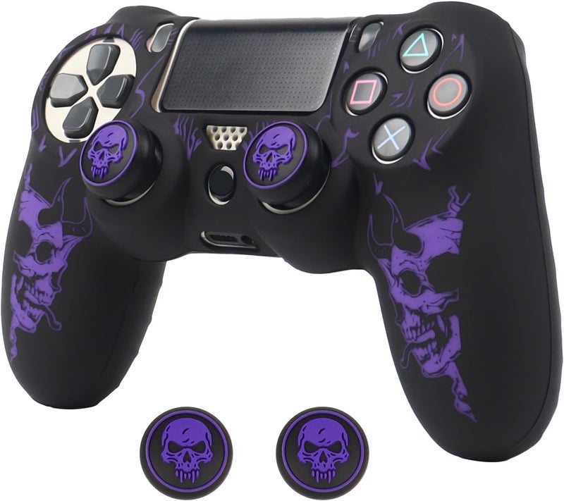 RALAN Horned Skull Head Design Controller Skin Cover with 2 Thumb Grips Compatible with PS4/Playstation 4 Slim/Pro Controller - Image 2