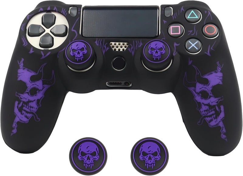 RALAN Horned Skull Head Design Controller Skin Cover with 2 Thumb Grips Compatible with PS4/Playstation 4 Slim/Pro Controller - Image 1
