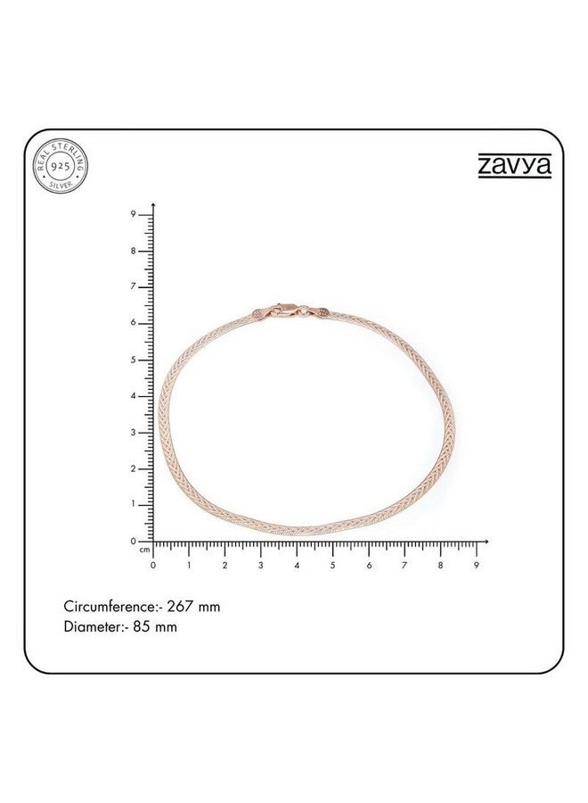 ZAVYA 925 Sterling Silver Rose Gold Plating Braided Abstract Anklets (Single) | Gift for Women & Girls | With Certificate of Authenticity & 925 Hallmark | Gift for Women & Girls - Image 5