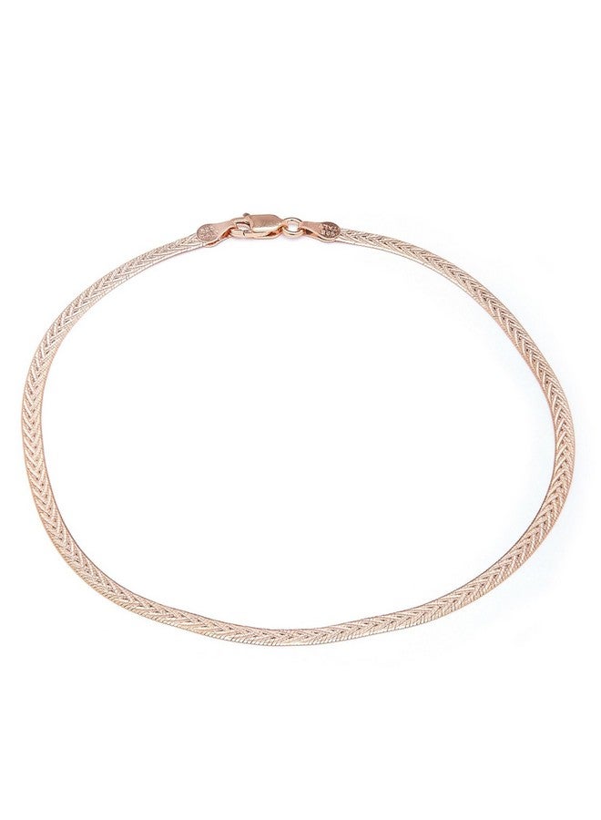 ZAVYA 925 Sterling Silver Rose Gold Plating Braided Abstract Anklets (Single) | Gift for Women & Girls | With Certificate of Authenticity & 925 Hallmark | Gift for Women & Girls - Image 1
