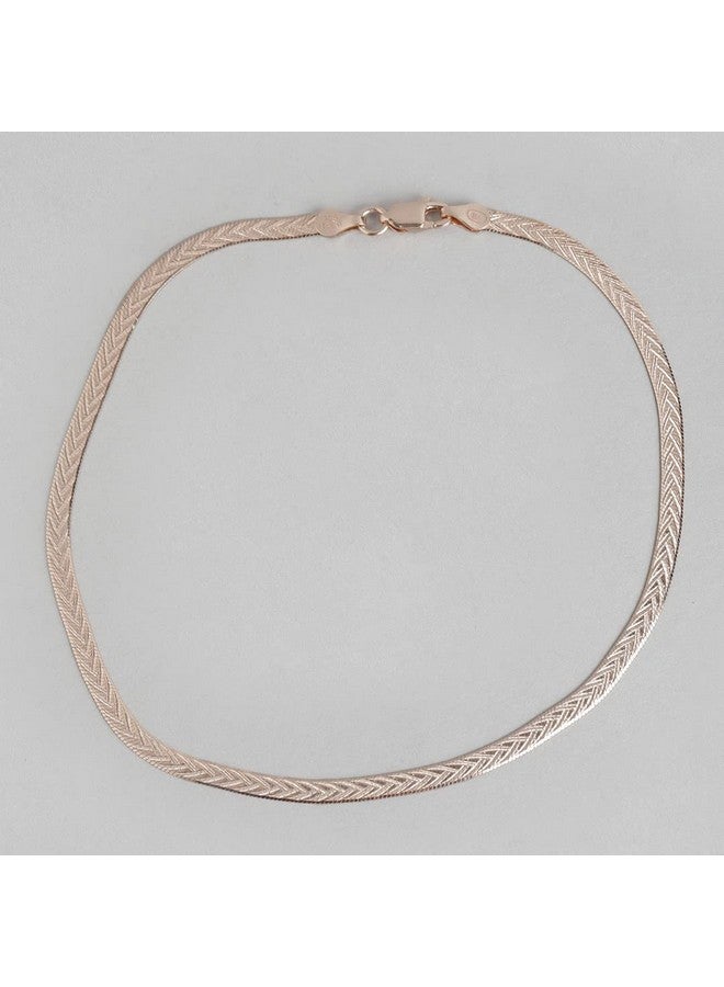 ZAVYA 925 Sterling Silver Rose Gold Plating Braided Abstract Anklets (Single) | Gift for Women & Girls | With Certificate of Authenticity & 925 Hallmark | Gift for Women & Girls - Image 4
