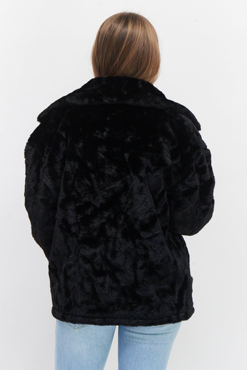 NVLT Women Textured Soft Shell Jacket, Black - Image 4