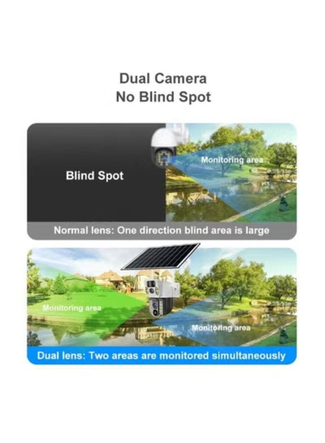TIGER Dual-Lens 4MP Solar WiFi Security Camera with Two-Way Audio, H.265 Video, Infrared & White LED Night Vision, Cloud & TF Card Storage, 8000mAh Battery – Wireless Outdoor Camera, White - Image 4
