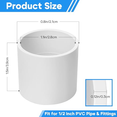 Cinsda 20 Pack 1/2 Inch SCH40 PVC Pipe Coupling Adapter, Heavy Duty UPVC Slip x Slip Connection - ASTM D2466 Standard for Plumbing, Irrigation & Pool Systems - Image 2
