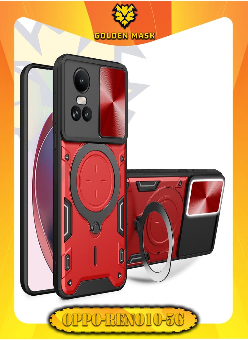 GOLDEN MASK - GOLDEN MASK For Oppo Reno10/Reno10 Pro Armored Camera Shield Cover Camera Lend Protection, Built-in 360° (Red) - Image 1