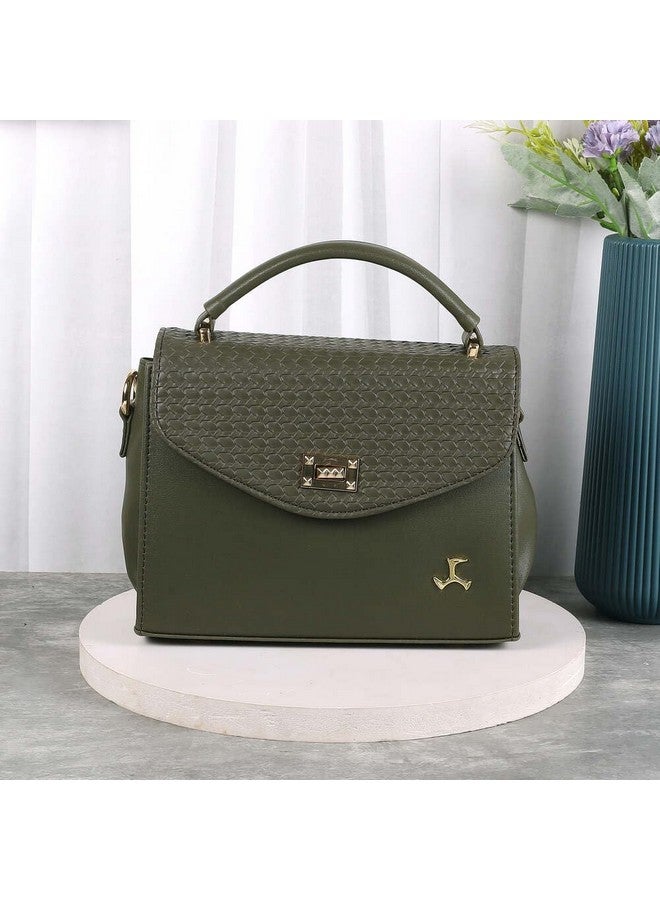 Mochi Women's Green Stylish Faux Leather Satchel Bag (230-57) - Image 2