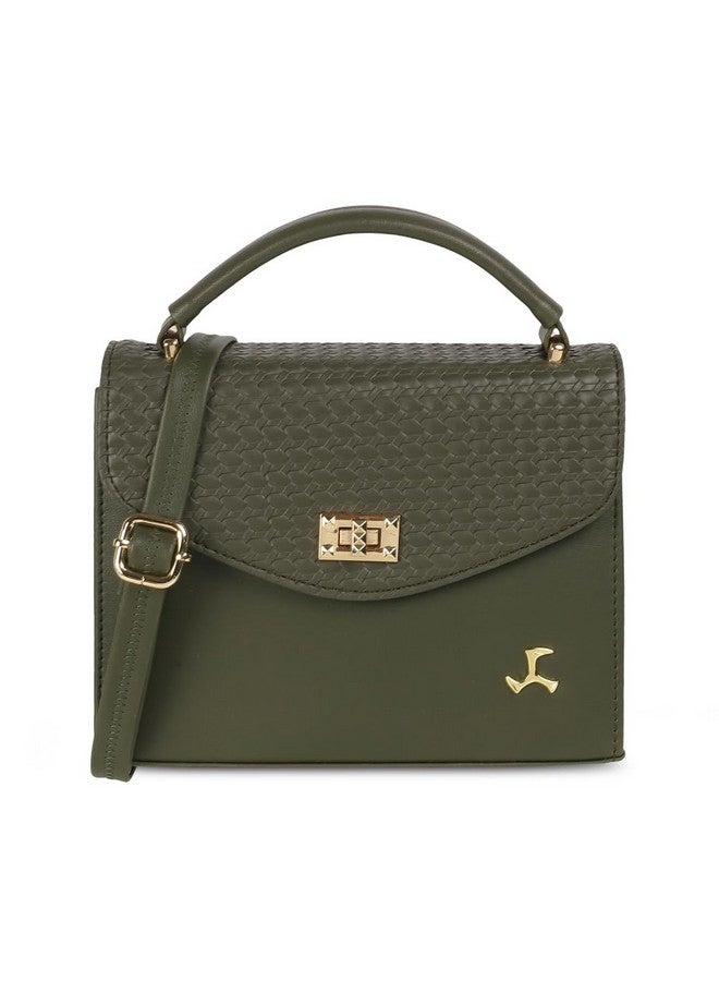 Mochi Women's Green Stylish Faux Leather Satchel Bag (230-57) - Image 1