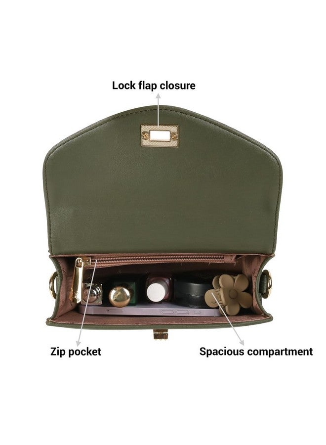 Mochi Women's Green Stylish Faux Leather Satchel Bag (230-57) - Image 5