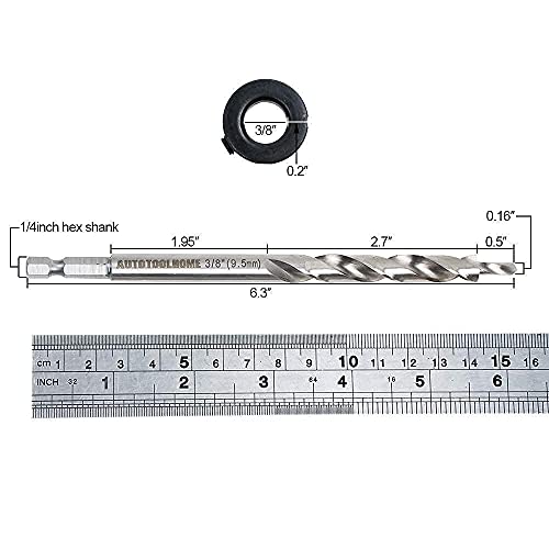 AUTOTOOLHOME 1/4 inch Hex Shank Pocket Hole Drill Bit Replacement Twist Step Drill Bit with Depth Stop Collar for Manual Pocket Hole Jig System Drill Guide Woodworking Tools Accessories - Image 2
