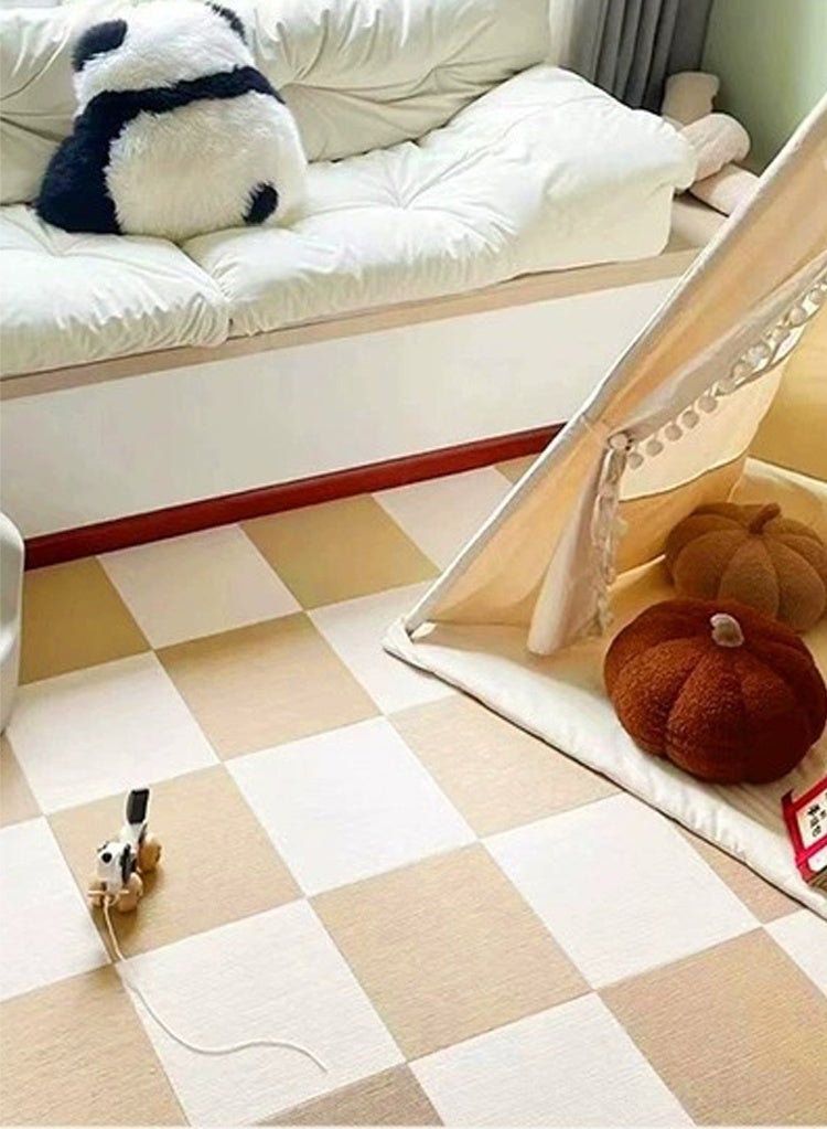هايدو 15 جهاز كمبيوتر شخصي كريمي أسلوب ربط السجاد، 30x30cm طابق لاصق ذاتيا، غرفة المعيشة / غرفة النوم / غرفة الأطفال، صديقة للبيئة، غير انزلاق، غسالة الآلة، صديقة للحيوانات الأليفة - Image 4