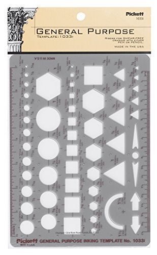 Pickett General Purpose Template, Circles, Squares, Hexagons and Triangles (1033I) - Image 1