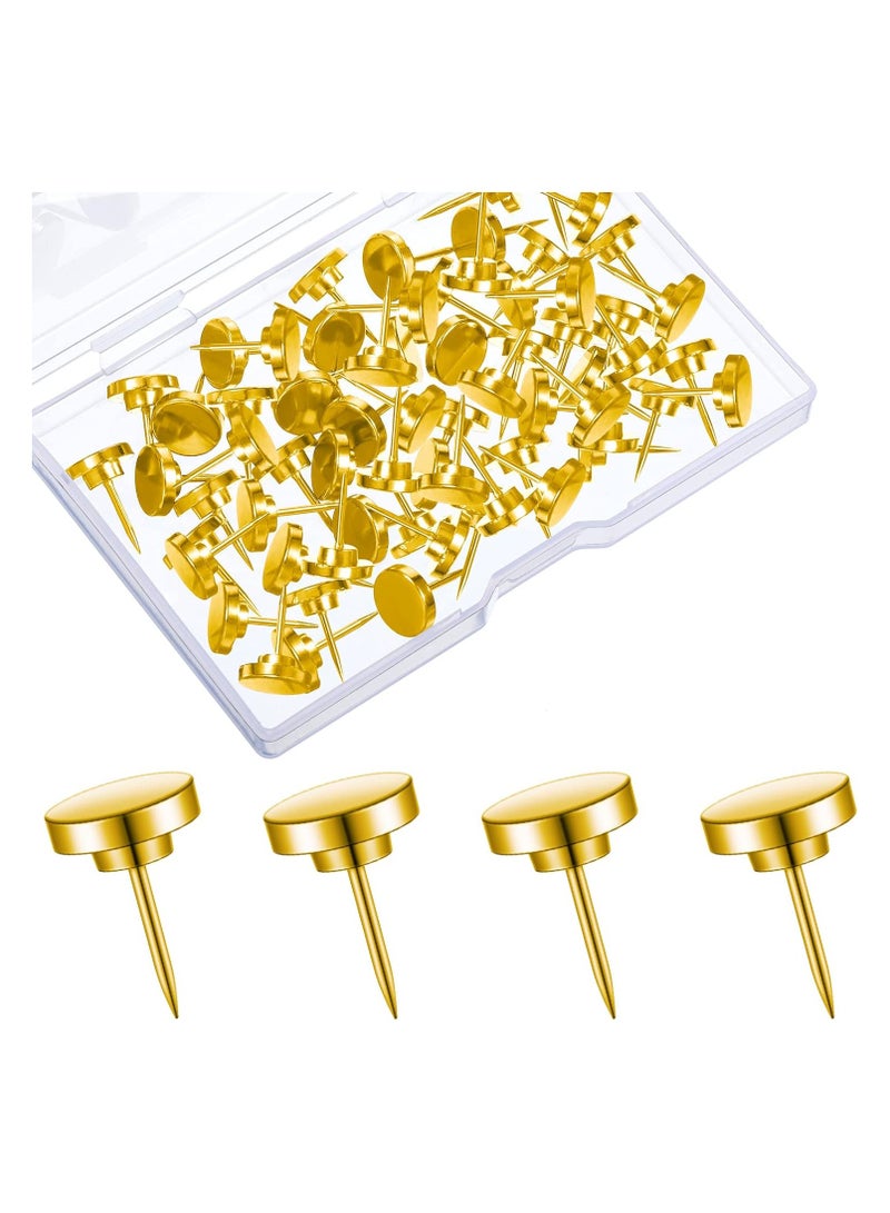 SYOSI 30 Pieces Gold Push Pins Gold Metal Thumb Tacks  Bulletin Board Pins Decorative Push Pins Picture Photo Hanging Wall Pins for Cork Board Wall Hanging Bulletin Board Gold Office  - Image 1
