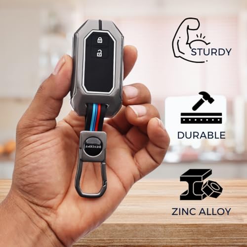 KEYCEPT Metal Keycover for Suzuki Swift, Dzire, Ertiga, Brezza, Fronx, Jimny, Ignis, Rumion, Hyryder, E-Vitara, Victoris 2 Button Smart Key with Keychain (Short Keychain). - Image 4