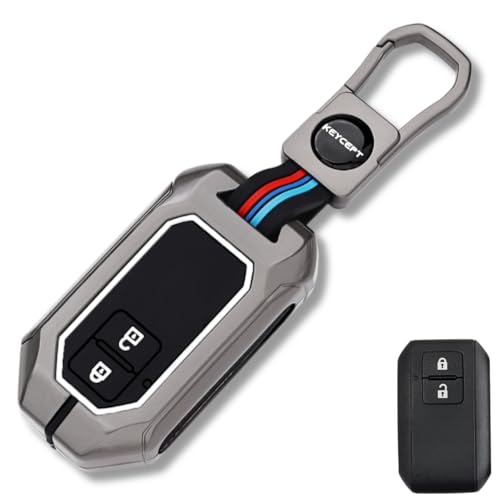 KEYCEPT Metal Keycover for Suzuki Swift, Dzire, Ertiga, Brezza, Fronx, Jimny, Ignis, Rumion, Hyryder, E-Vitara, Victoris 2 Button Smart Key with Keychain (Short Keychain). - Image 1