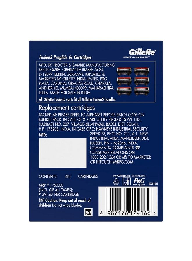 Fusion Proglide Blades For Men 6 Count For Perfect Shave And Perfect Beard Shape With Styling Back Blade