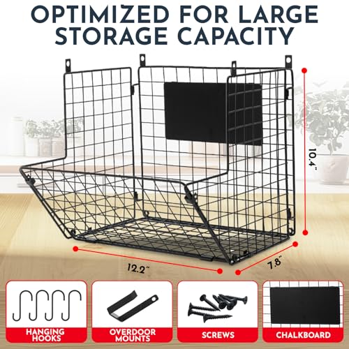 Culinary Couture 3-Tier XL Wall Hanging Fruit Baskets for Kitchen Organizing Fruits and Vegetables, Heavy-Duty Wall Basket for Storage with Chalkboards & S-Hooks, Wire Hanging Fruit Basket for Kitchen & Pantry - Image 2