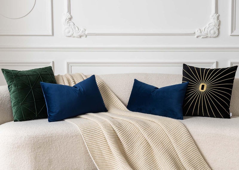 JUSPURBET Throw Pillow Covers Set of 2 Decorative Velvet Pillow Covers for Couch Sofa Bed Soft Lumbar Cushion Covers with Invisible Zipper for Living Room Home Decor,Navy Blue,12x20 inch - Image 2