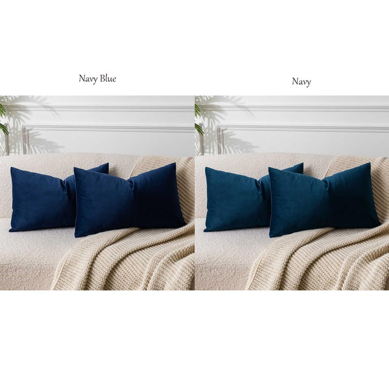 JUSPURBET Throw Pillow Covers Set of 2 Decorative Velvet Pillow Covers for Couch Sofa Bed Soft Lumbar Cushion Covers with Invisible Zipper for Living Room Home Decor,Navy Blue,12x20 inch - Image 3