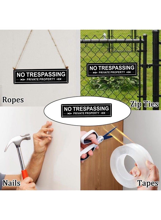 Kichwit 2 Pack Private Property No Trespassing Metal Sign For House Door Or Fence, Aluminum, 11.8 X 3.1 Inches, Black  - Image 2