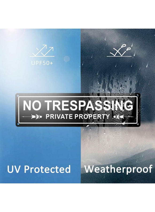 Kichwit 2 Pack Private Property No Trespassing Metal Sign For House Door Or Fence, Aluminum, 11.8 X 3.1 Inches, Black  - Image 3