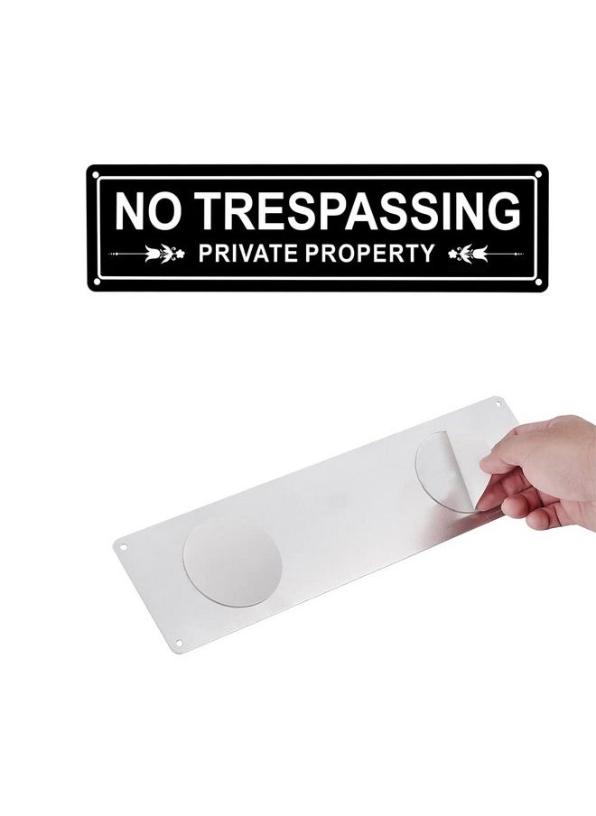 Kichwit 2 Pack Private Property No Trespassing Metal Sign For House Door Or Fence, Aluminum, 11.8 X 3.1 Inches, Black  - Image 4