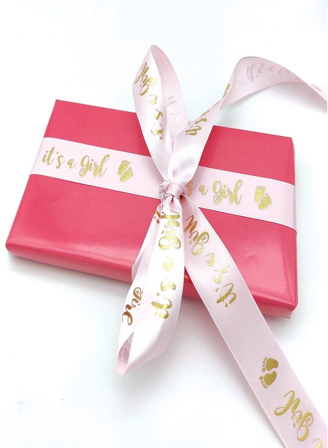 OLILLY Pink and Gold Ribbon - It's a Girl for Baby Shower - Decoration for Your Baby Shower (Pink and Gold) - Image 3
