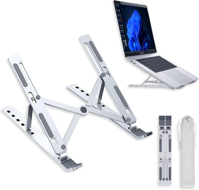 Adjustable Aluminum Laptop Stand - Foldable Riser for 7-15.6 inch Laptops and Tablets - Image 2