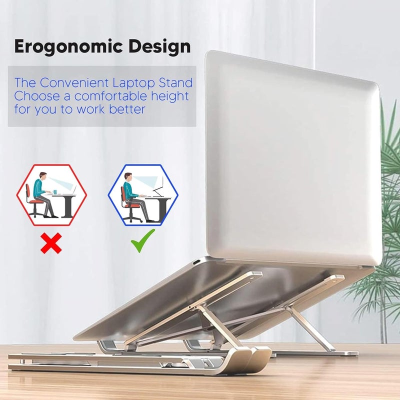 Adjustable Aluminum Laptop Stand - Foldable Riser for 7-15.6 inch Laptops and Tablets - Image 5