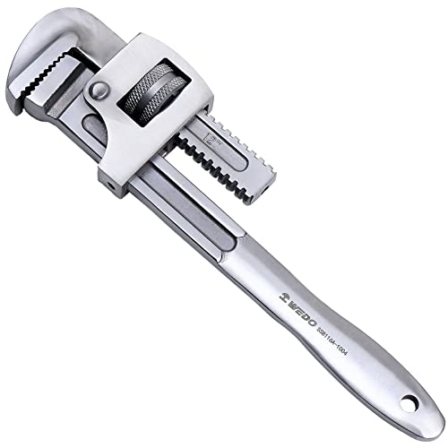 WEDO Stainless Steel Pipe Wrench10INCH Straight Plumbing WrenchAdjustable Pipe SpannerAnticorrosionPolished SurfaceDINDieforgedRustProofLength 250mm - Image 1