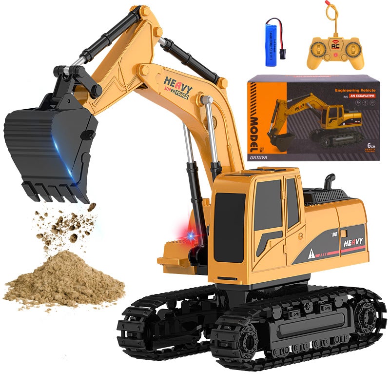 MQDMINI Construction Excavator Toy Engineering Digger Truck Remote Control Rechargable Hydraulic Car for 6 7 8 9 Year Old Boys Girls Educational Birthday Gifts for Kids 3 4 5 Years Old - Image 2