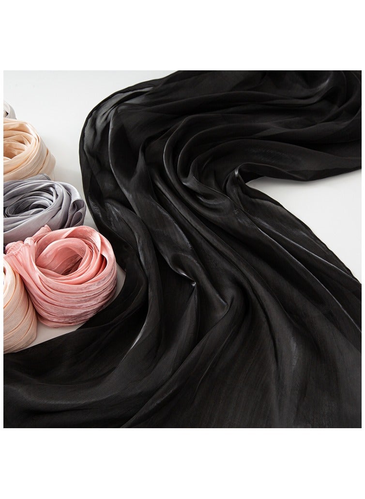 Women's shiny flowing headscarf and shawl, soft and warm scarf that wraps around hair in autumn and winter, 180 * 70cm multifunctional art scarf - Image 1