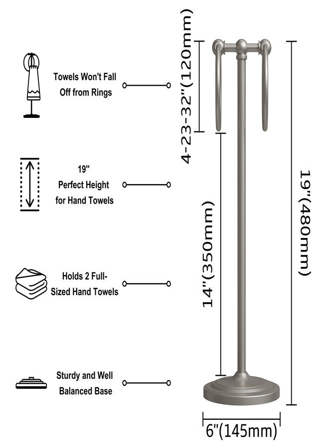 BGL Fingertip Towel Holder Stand Hand Towel Ring for Bathroom or Kitchen Vanity Countertops to Store Hand Towels Washcloths or dishcloths - 2 Hanging Rings?19" High-Brushed Nickel - Image 2