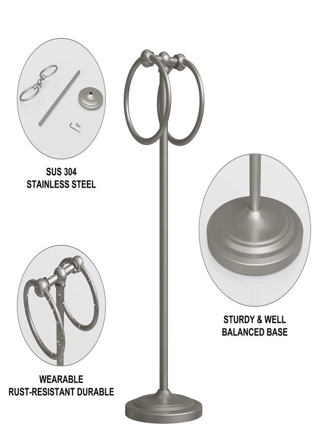 BGL Fingertip Towel Holder Stand Hand Towel Ring for Bathroom or Kitchen Vanity Countertops to Store Hand Towels Washcloths or dishcloths - 2 Hanging Rings?19" High-Brushed Nickel - Image 3