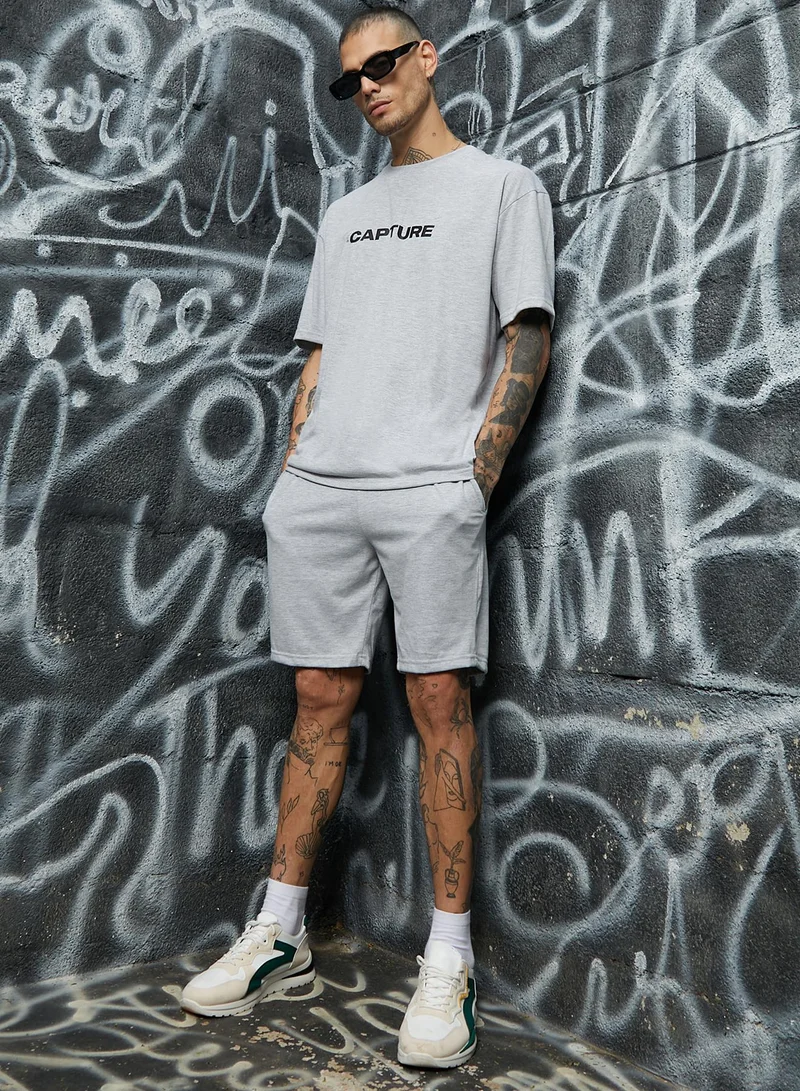 Campus Sutra Men's Grey Burning Rose Co-Ord Set