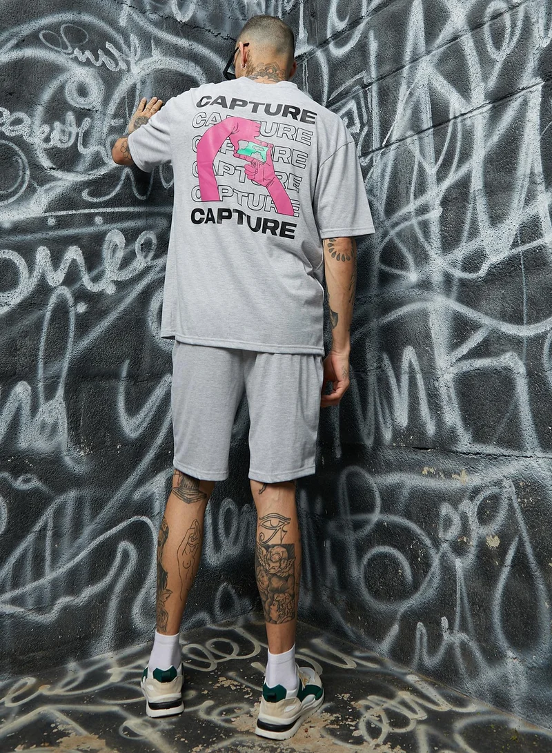 Campus Sutra Men's Grey Burning Rose Co-Ord Set