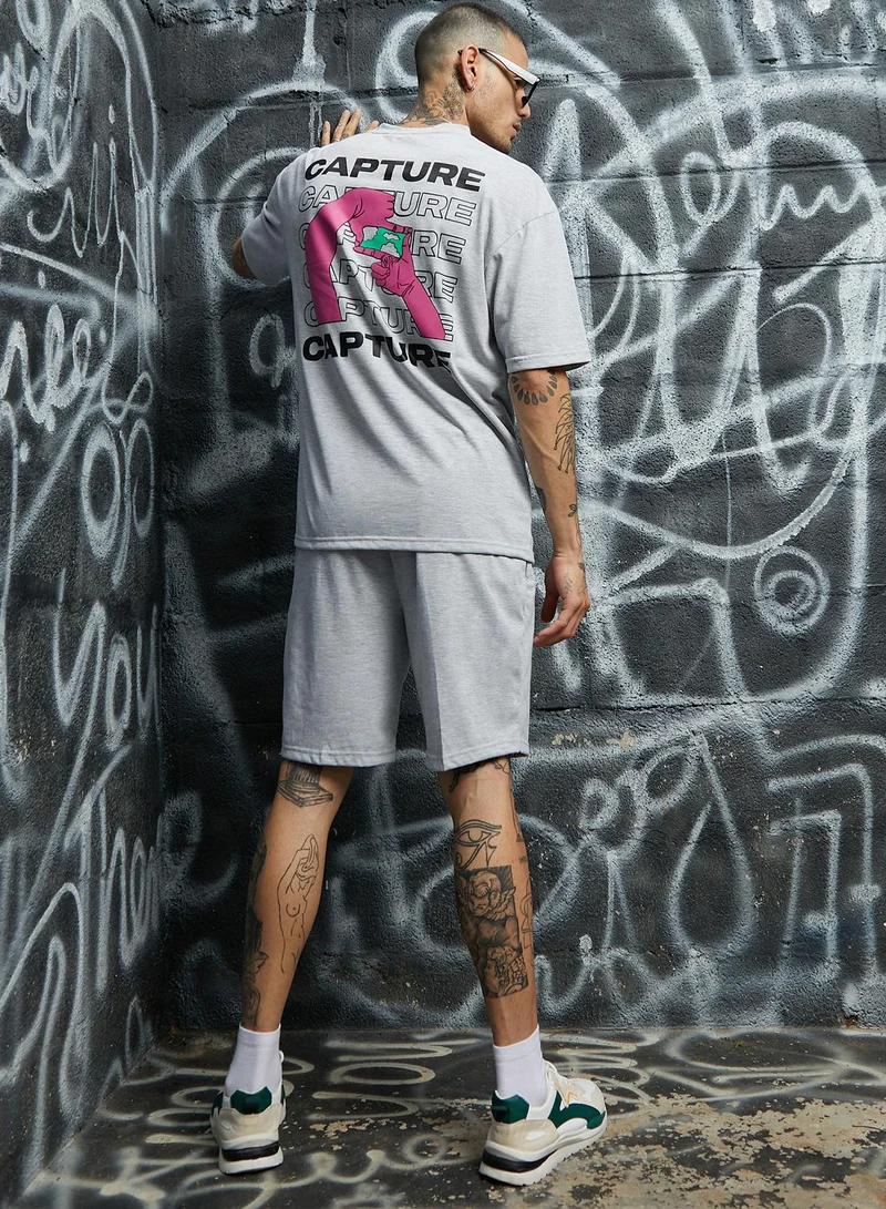 Campus Sutra Men's Grey Burning Rose Co-Ord Set