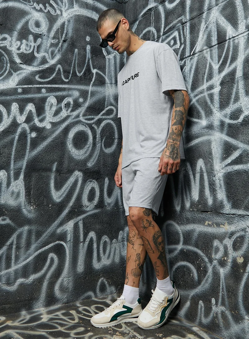 Campus Sutra Men's Grey Burning Rose Co-Ord Set