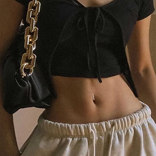 Jstyle 3Pcs 14G Clicker Belly Button Ring for Women Gold 316L Surgical Steel Belly Rings Cute CZ Opal Small Hoop Belly Button Rings Simple Reverse Navel Rings Body Belly Piercing Jewelry Gold Tone - Image 3