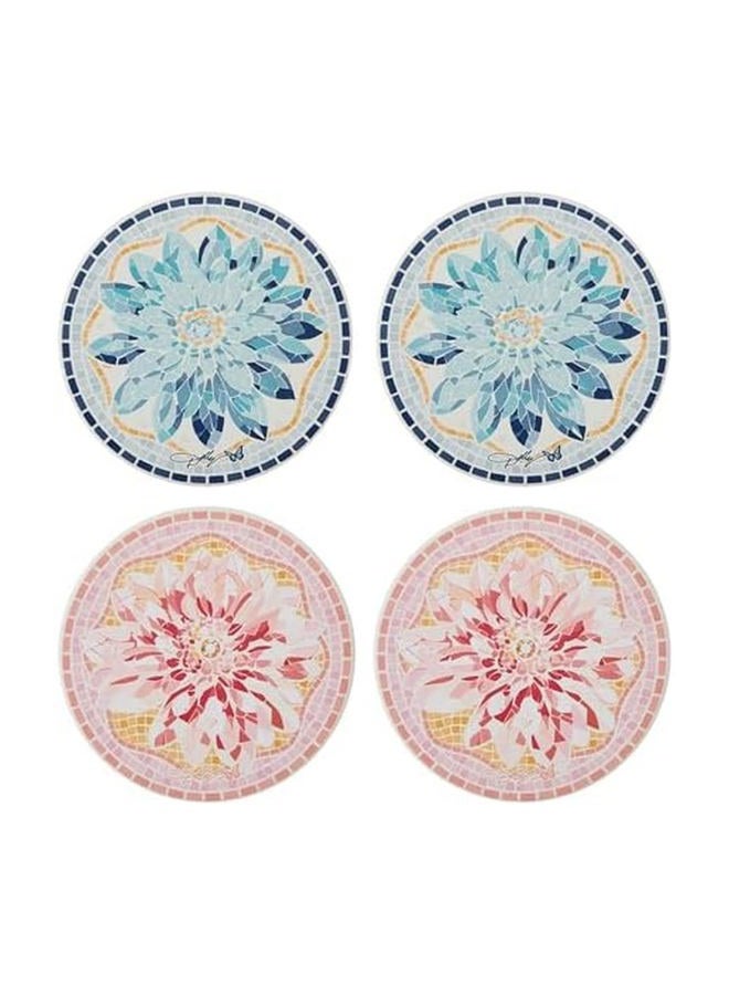 Dolly Parton Ceramic Coaster Set with Mosaic Flower Design, 4 Piece - Image 1