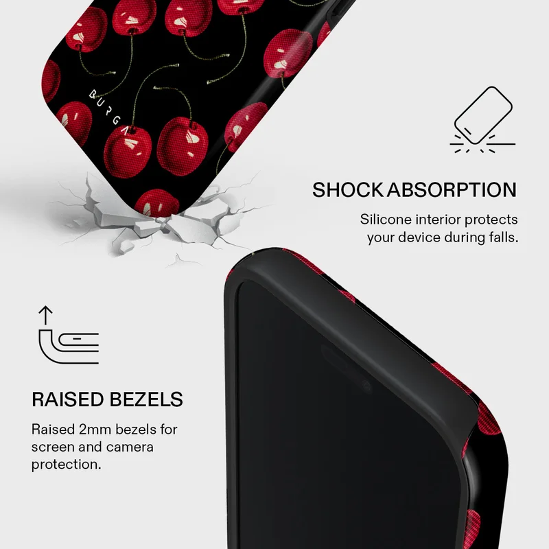 بورجا جراب Cherrybomb Premium لهاتف iPhone 17 Pro Max متوافق مع هيكل صلب مزدوج الطبقات هجين + حماية من السيليكون - غطاء محمول مقاوم للخدش والصدمات
