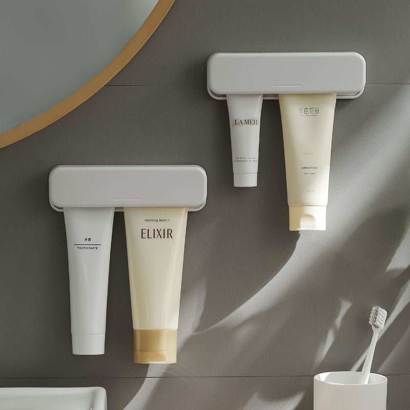 2Pcs Toothbrush Holder With 1pc Extended Toothpaste Soap Clip Wall Mounted Dustproof Self Adhesive Storage - Image 5