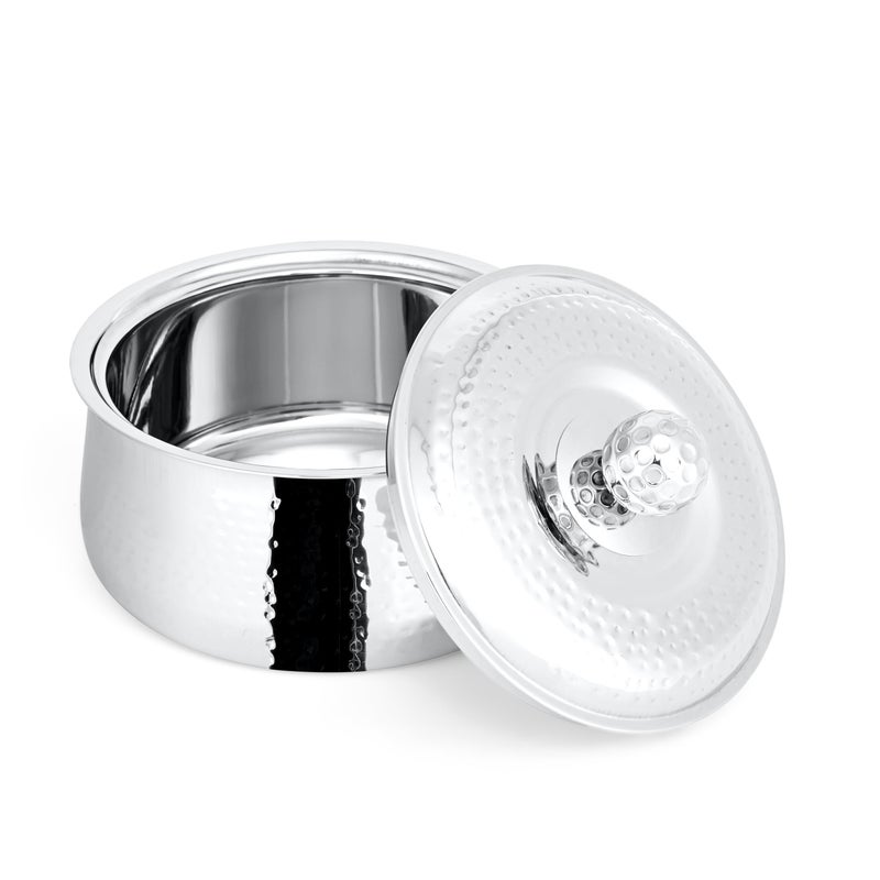 FNS Genoa Stainless Steel Double Wall Insulated Designer Casserole with Lid Elegant Hot Pot Food Warmer, Self Locking Press Lid, Hot Food Upto 8 Hours (2200 ml) - Image 5