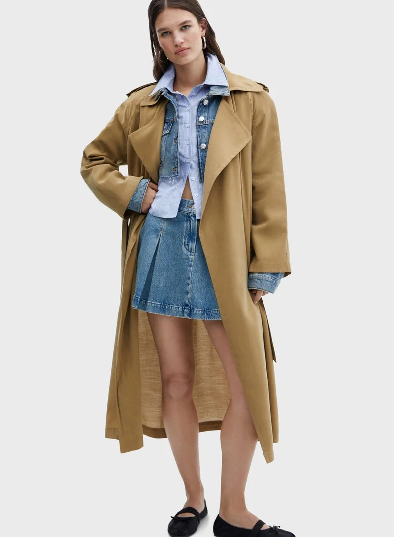 MANGO Longline Trench Coat