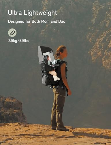 besrey Baby Backpack Carrier, Toddler Hiking Backpack with Safety 3-Height Seat, Adjustable Straps&Waist Belt, Foldable Frame Lightweight Large Capacity Child Carrier for Hiking (Black) - Image 3
