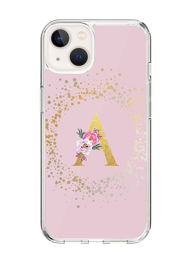 Stylizedd - Classic Clear Case For iPhone 14 Plus, Hybrid Soft Case Flexible Edges Thin Cover- Custom Monogram Initial Letter Floral Pattern Alphabet - A (Pink) - Image 1