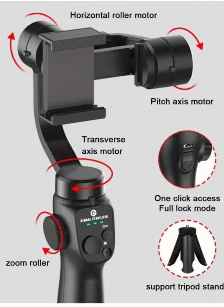 ELTRAZONE F10 3-Axis Stabilizer Tripod for Smartphone – Smooth Video Recording, Anti-Shake, Adjustable Design, Perfect for Vlogging, Live Streaming, and Photography, Portable and Compact  - Image 3